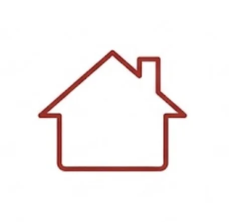 Outline of a house in red color.