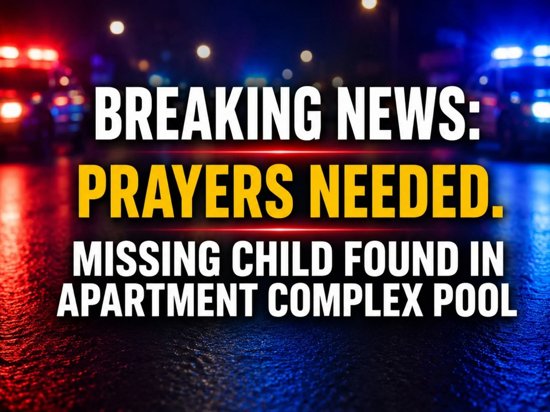 BREAKING NEWS: PRAYERS NEEDED. MISSING CHILD FOUND IN APARTMENT COMPLEX POOL