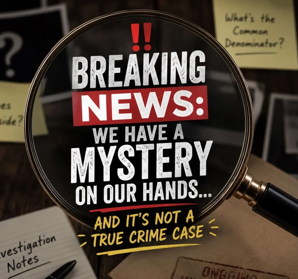 BREAKING NEWS: WE HAVE A MYSTERY ON OUR HANDS… AND IT’S NOT A TRUE CRIME CASE