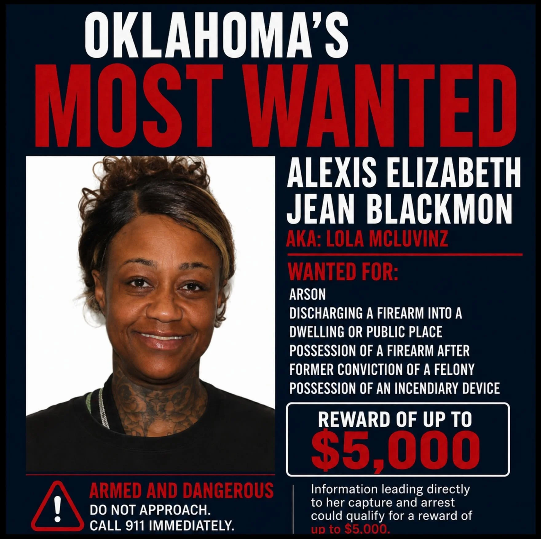 OKLAHOMA'S MOST WANTED: ALEXIS ELIZABETH JEAN BLACKMON AKA LOLA MCLUVINZ