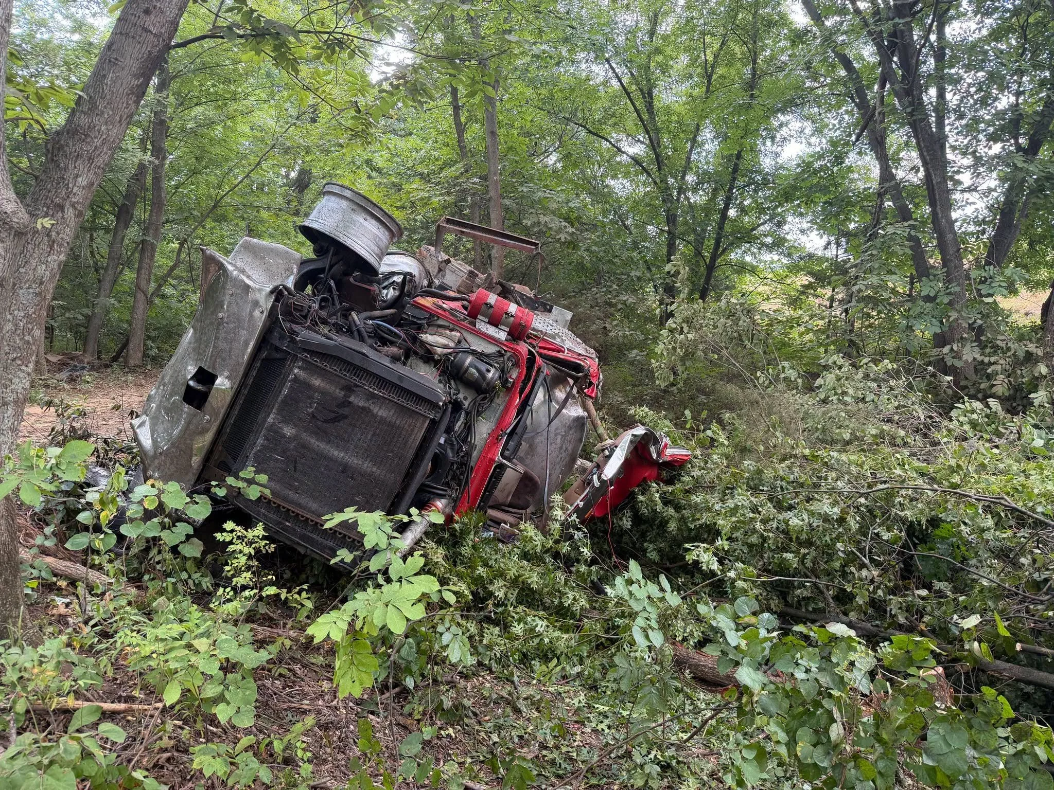 TIRE FAILURE REPORTEDLY CAUSES FIRETRUCK TO CRASH OFF HIGHWAY IN PAYNE COUNTY