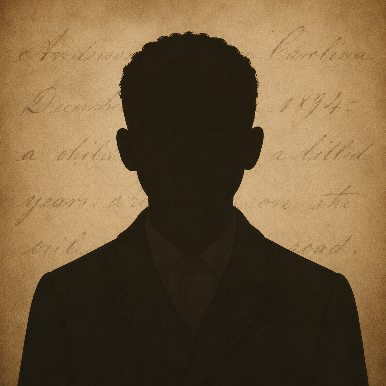 Silhouette of a man in a suit with handwritten script in the background.