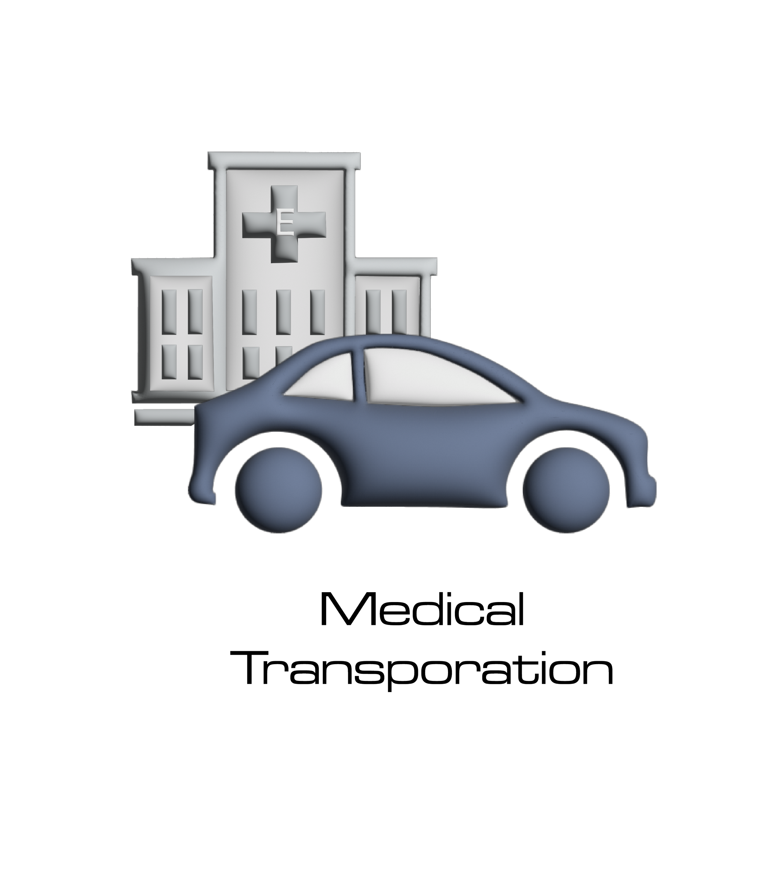 Logo of a medical transportation service featuring a stethoscope and a vehicle, with the text 'Medical Transportation'.