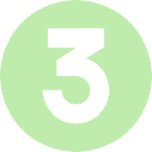 A light green circle with a bold number 3 in the centre.