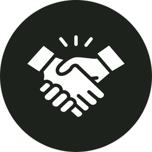 Icon of two hands shaking, symbolising agreement or cooperation.