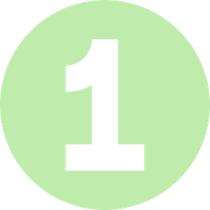 A light green circle with a bold number 1 in the centre.
