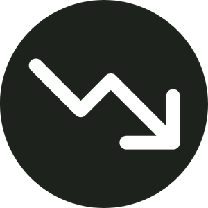 Icon of a black arrow pointing down.