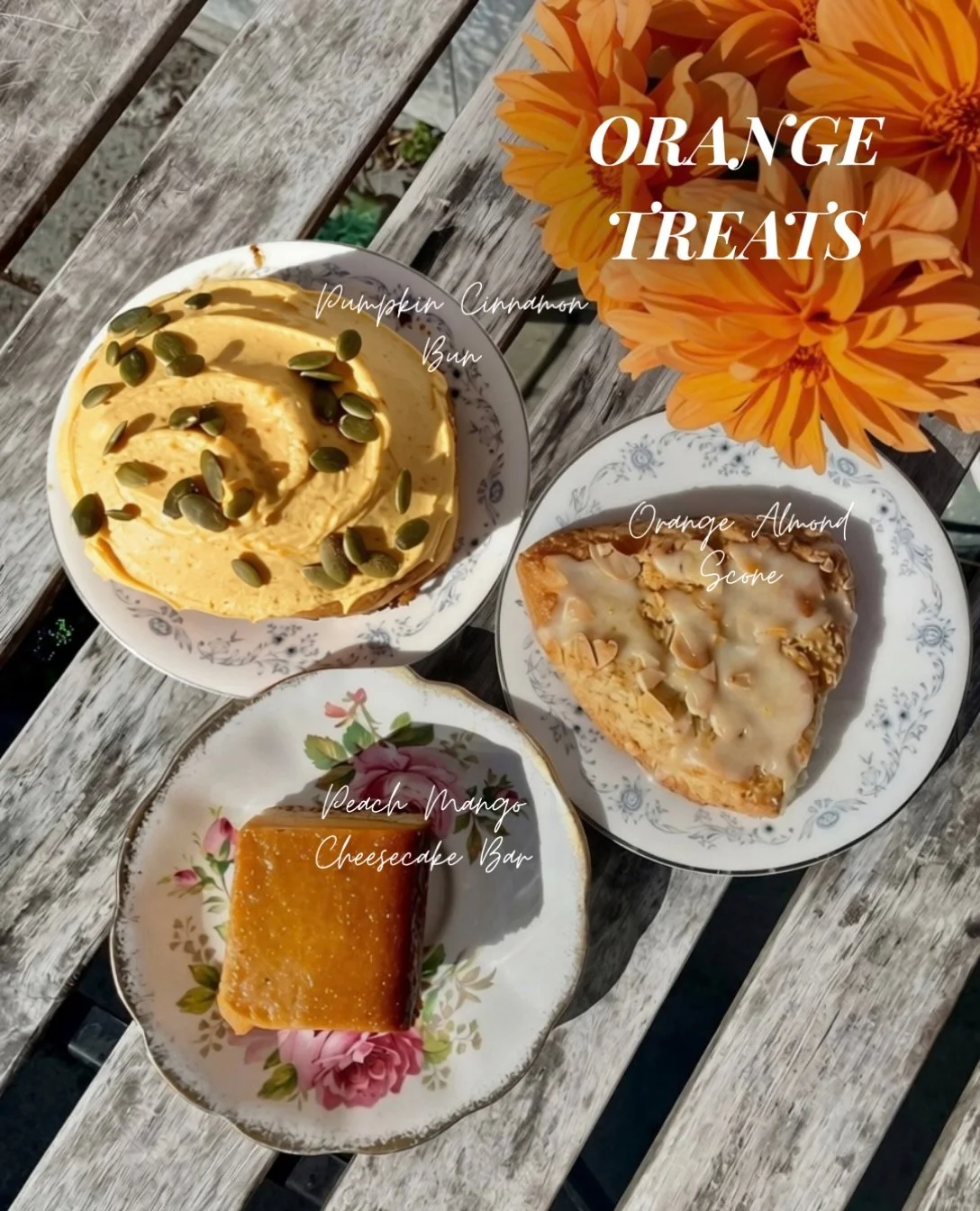 Eminem found a way to rhyme orange. We found three ways to bake it. 🍊

A midweek day off calls for a bakery stop. In honour of the National Day for Truth and Reconciliation, we&rsquo;ll have pumpkin cinnamon buns, orange almond scones, and peach man