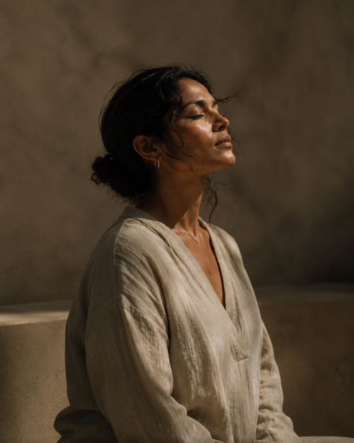 Woman in stillness, presence and intention