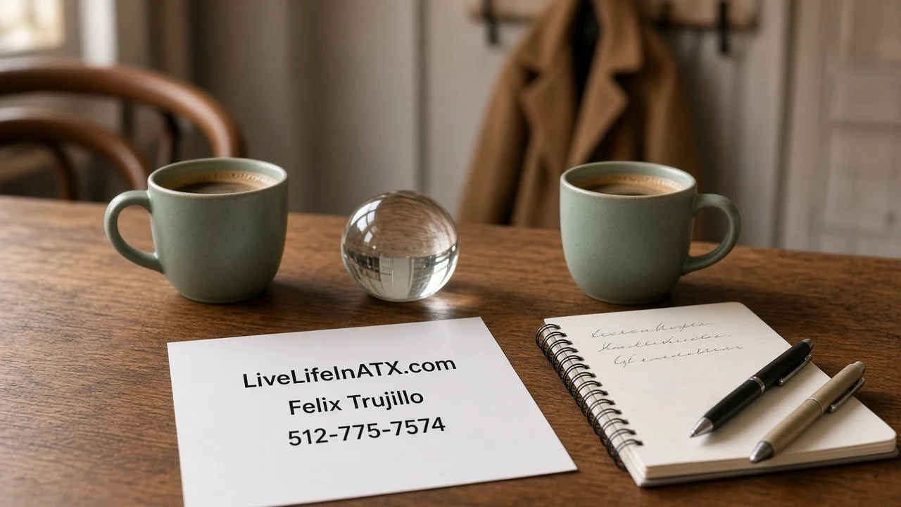 Table set for a meeting with Felix Trujillo, Live Life in ATX, Cedar Park