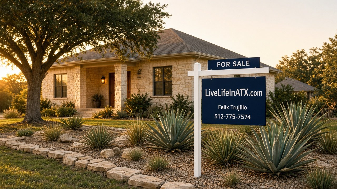 Sell your home with Felix Trujillo, Live Life in ATX, Austin real estate FOR SALE sign in Cedar Park