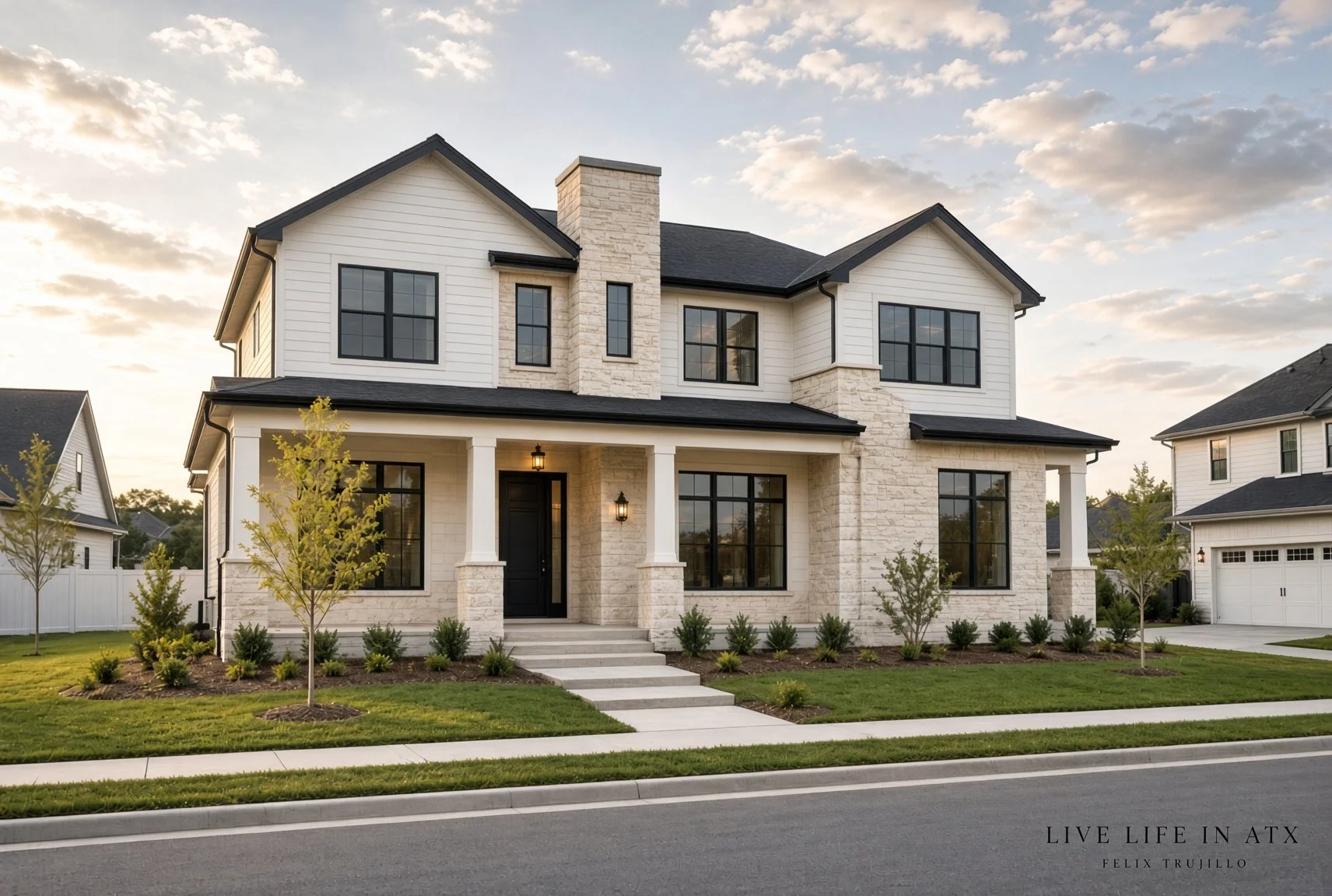 Felix Trujillo in front of a New Home Leander Listing, Texas home. New construction and resale in 78641 Leander TX Real Estate.