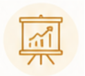 Graphic of a line chart with an upward trend on a presentation board
