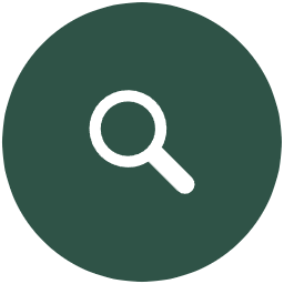 Magnifying glass icon on a dark green background