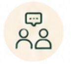 Two people having a conversation, with a speech bubble above them.