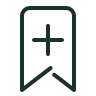 Minimalist bookmark icon with a plus sign above a ribbon shape.