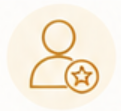 Outline icon of a person with a star badge on their chest