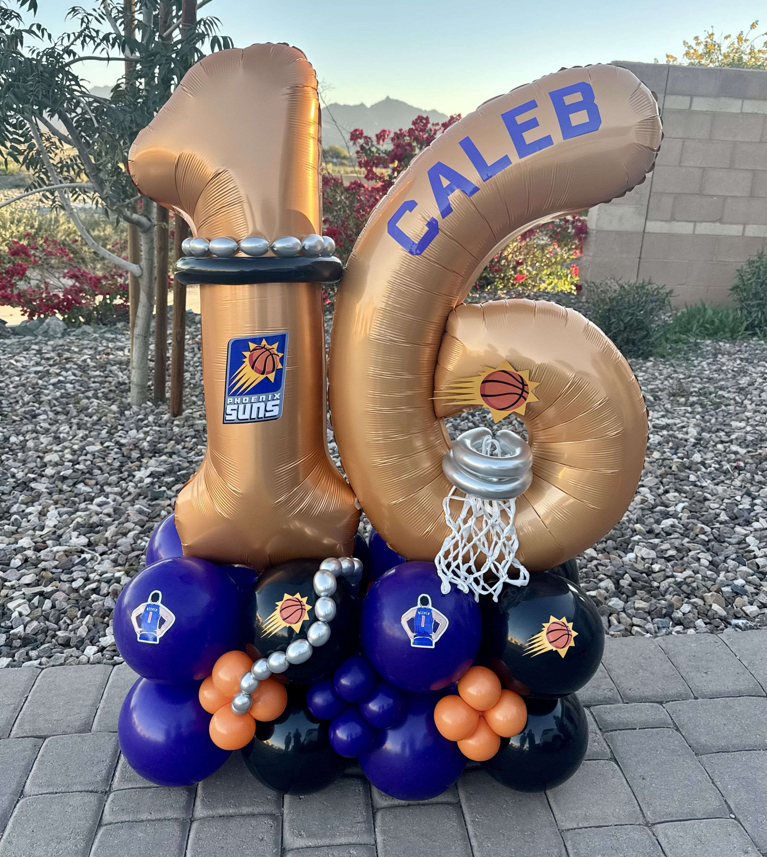 Phoenix Suns theme Balloon Stack for a Basketball-loving teen