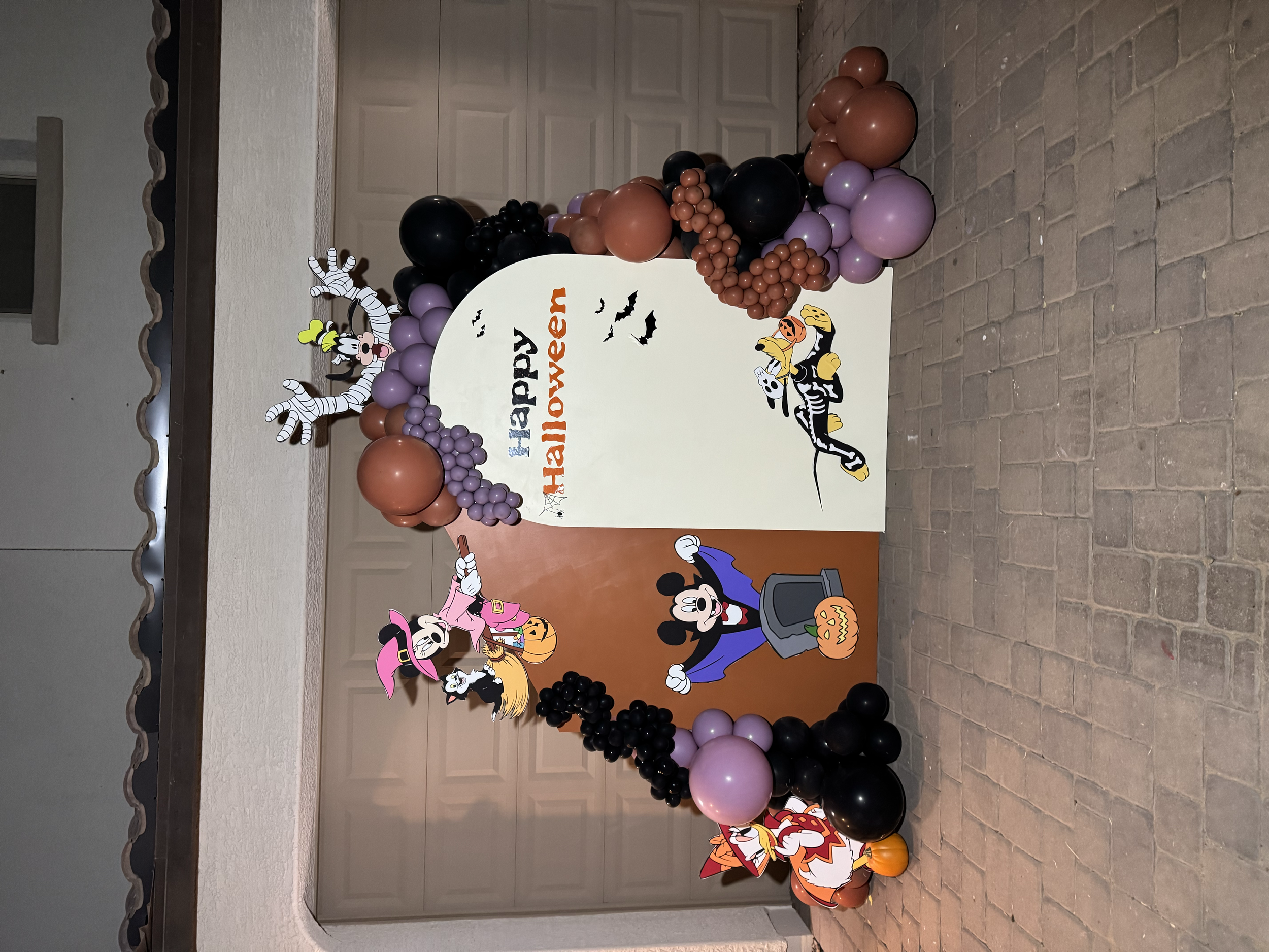 Halloween Trick or Treat Setup featuring Mickey Mouse, Minnie Mouse, Pluto, Daisy Duck & Goofy
