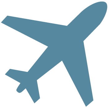 A blue plane icon.