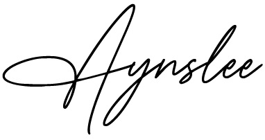 "Aynslee" in a script font.