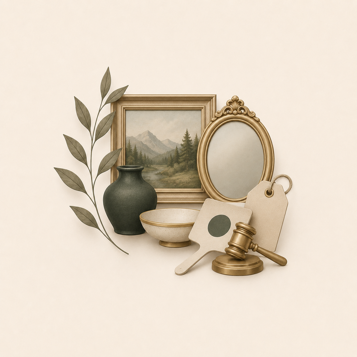 Artwork and valuable household items representing an estate sale strategy
