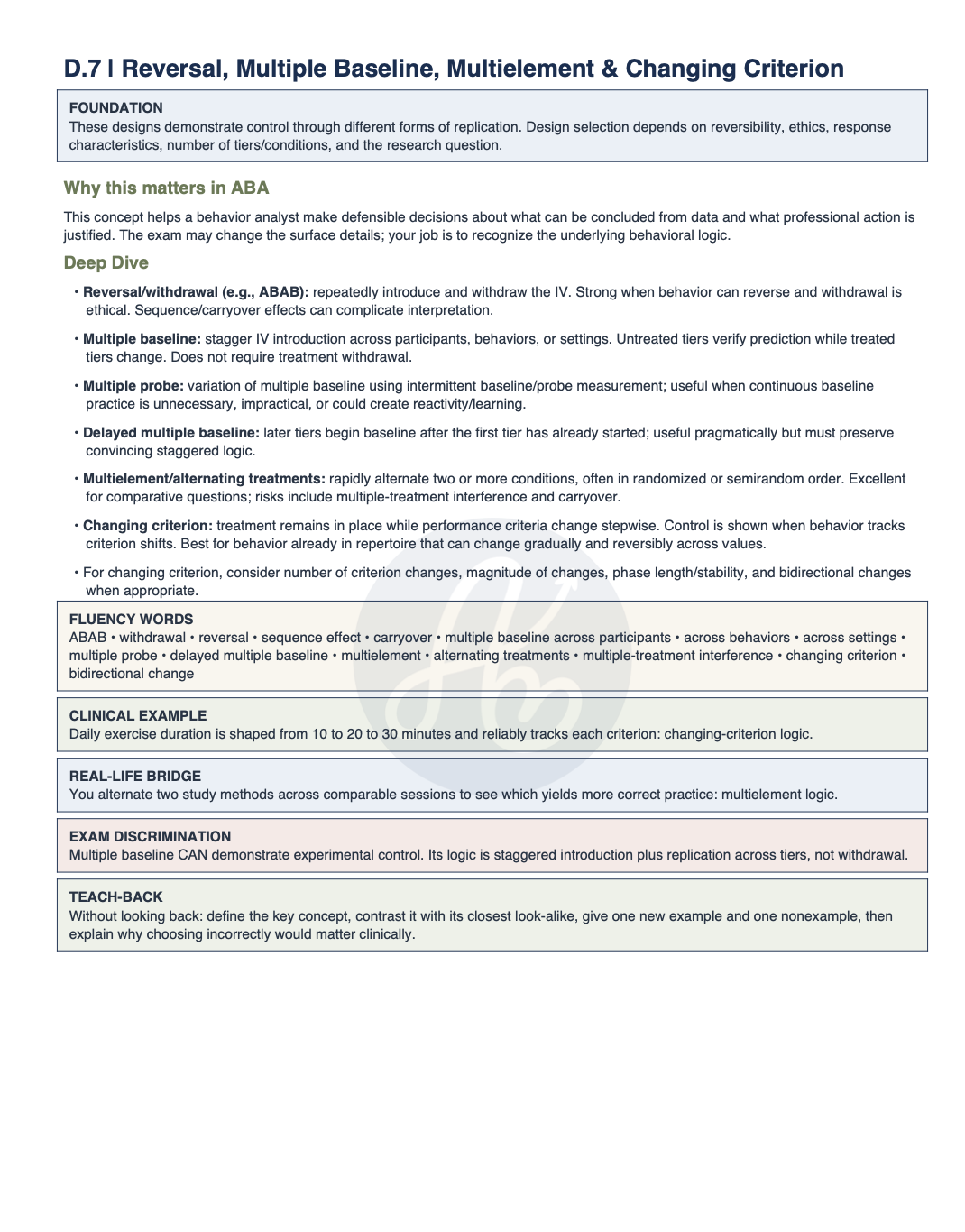 DOMAIN D — EXPERIMENTAL DESIGN