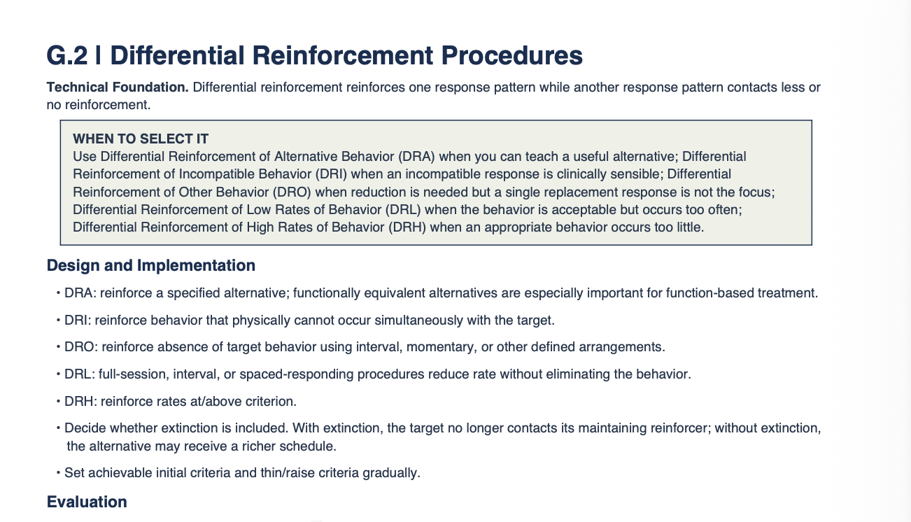 DOMAIN G — BEHAVIOR-CHANGE PROCEDURES