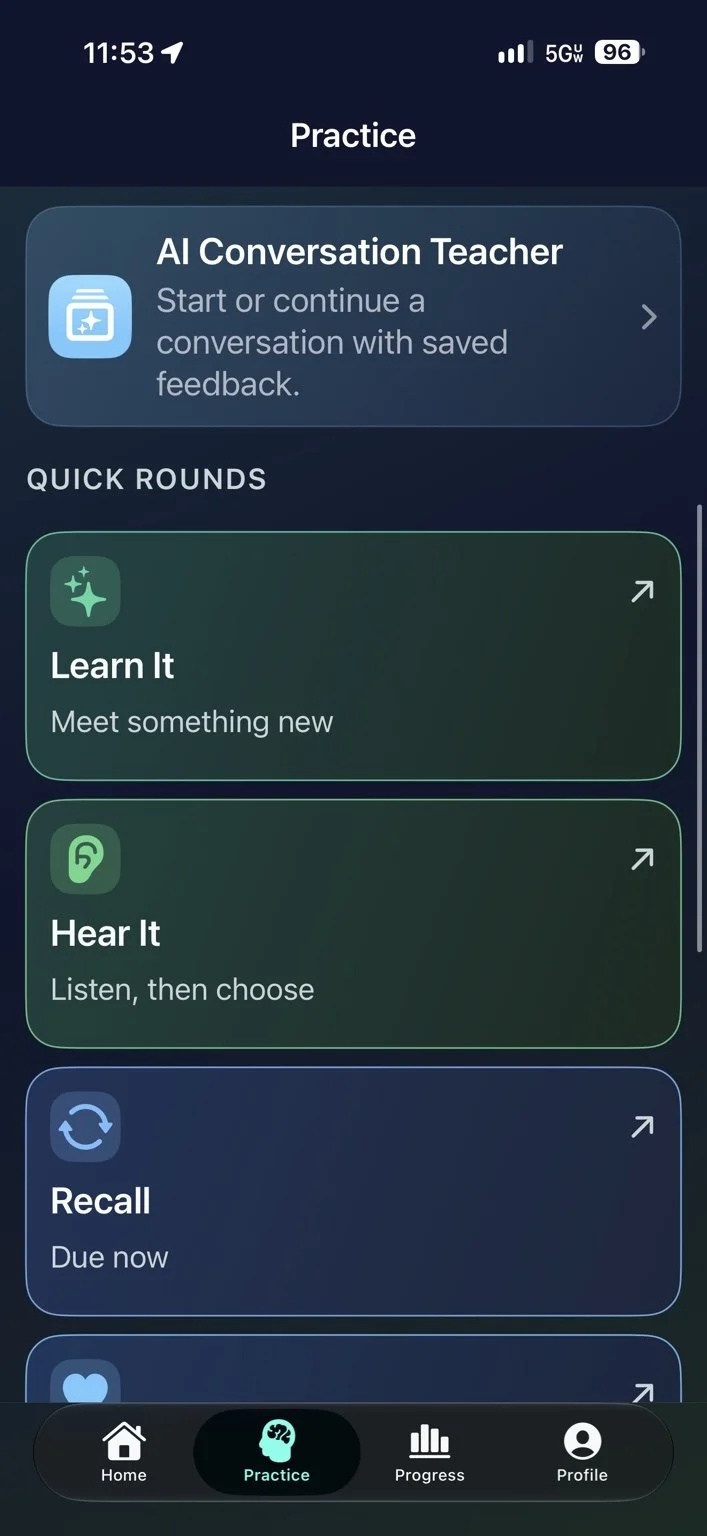 Quick rounds — Learn something new, practise listening and recall what you know.