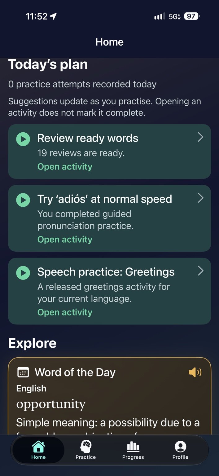 Today’s plan — Find ready reviews and suggested speaking activities.