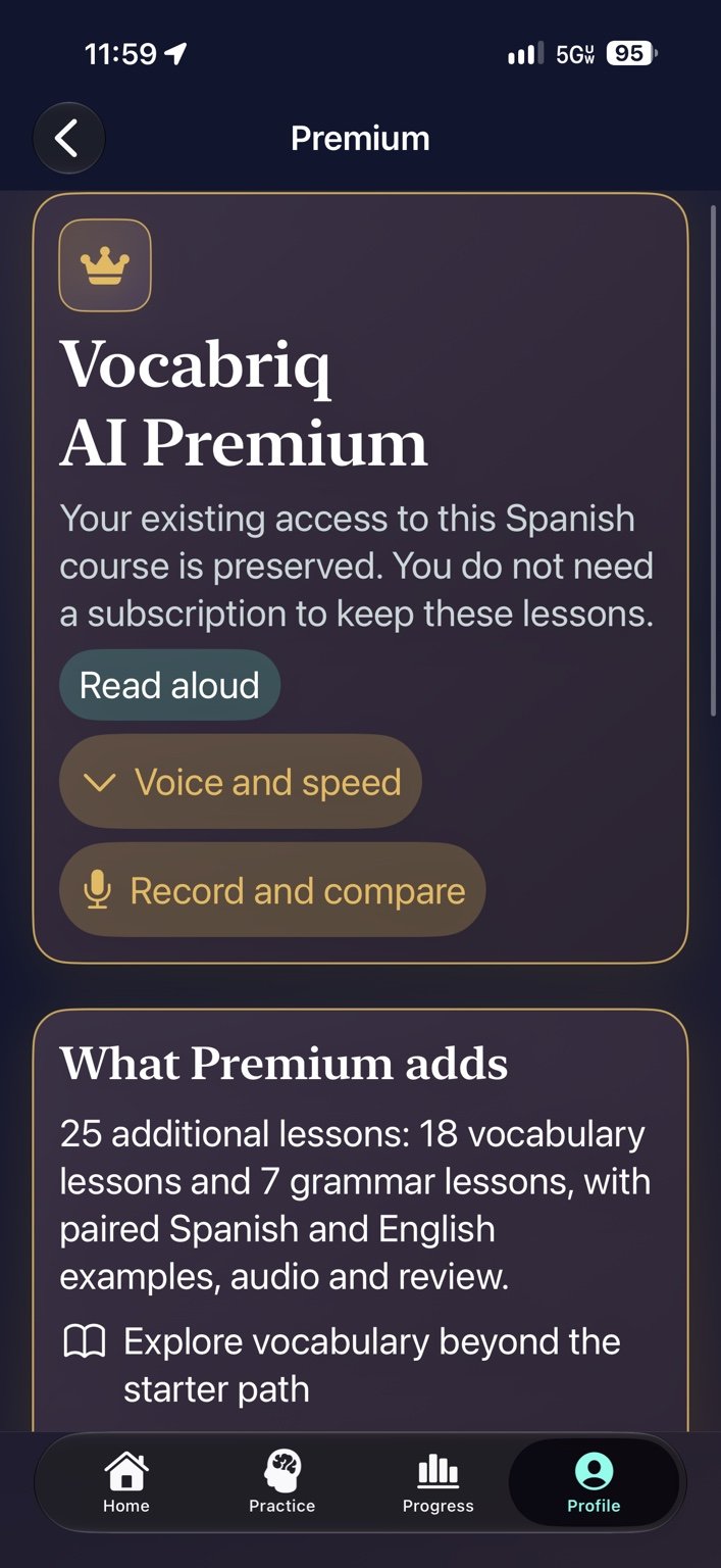 Premium overview — Previously granted course access is preserved.
