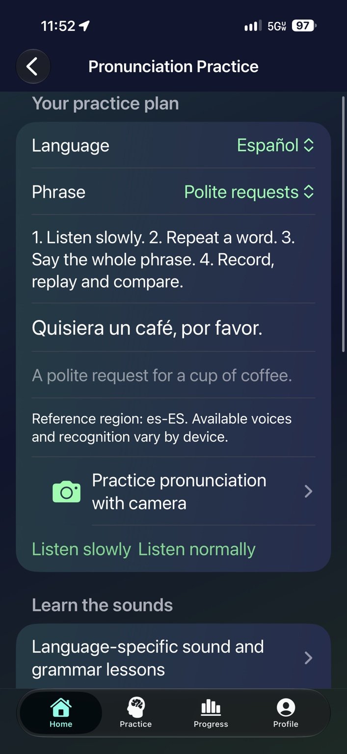 Pronunciation practice — Listen slowly, record and compare.