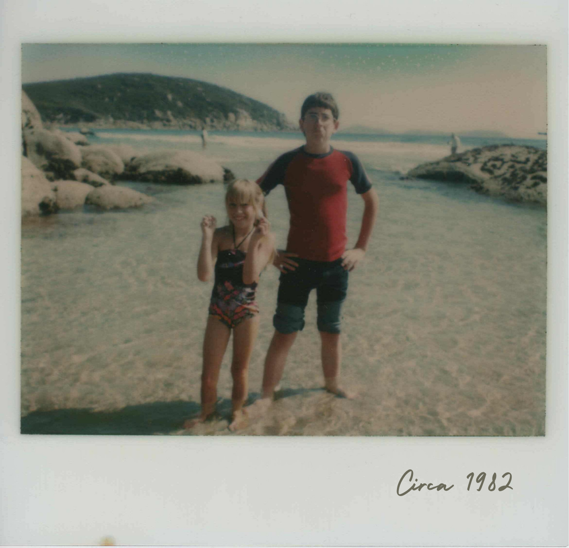 Childhood polaroid photograph, circa 1982, Australian beach setting.
