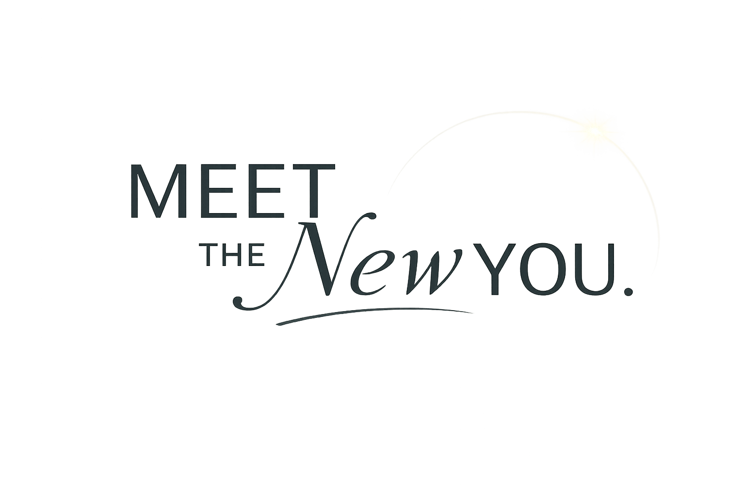 A modern cityscape with the iconic New York City skyline featuring a spherical sculpture in the foreground. Overlay text reads, 'Meet the New You.'