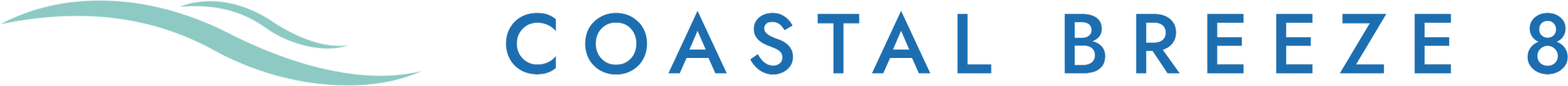 The image displays the text 'Coastal Breeze 8' with a stylized wave graphic above the text, in shades of blue and teal.