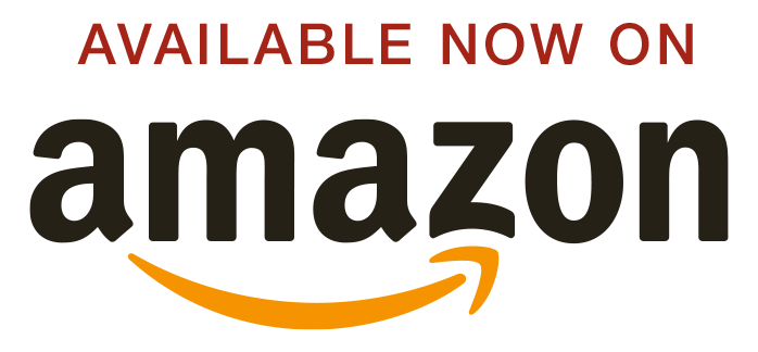 Text stating "Available now on Amazon" with the Amazon logo.