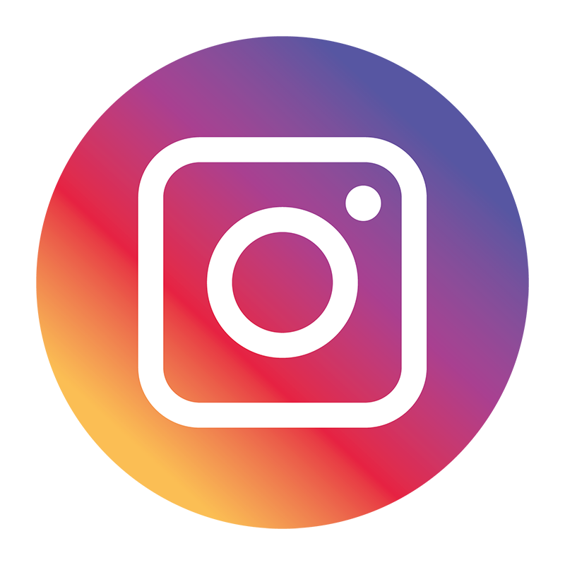 Instagram logo with a colorful gradient background.