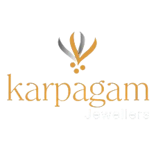 Karpagam Jewellers logo with stylized gold and silver jewelry design above the brand name.
