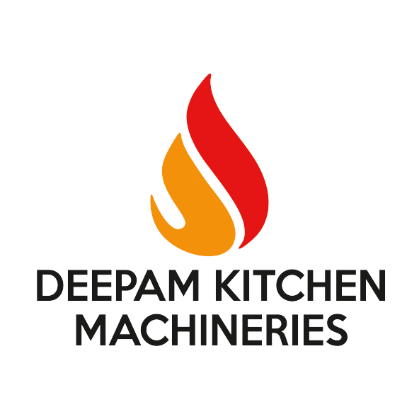 Logo of Deepam Kitchen Machineries featuring an orange and red flame with the company name below.