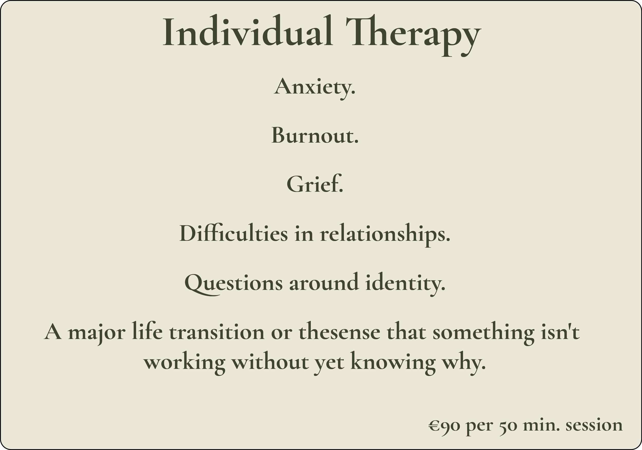 Individual therapy at Shoreline Counselling & Psychotherapy