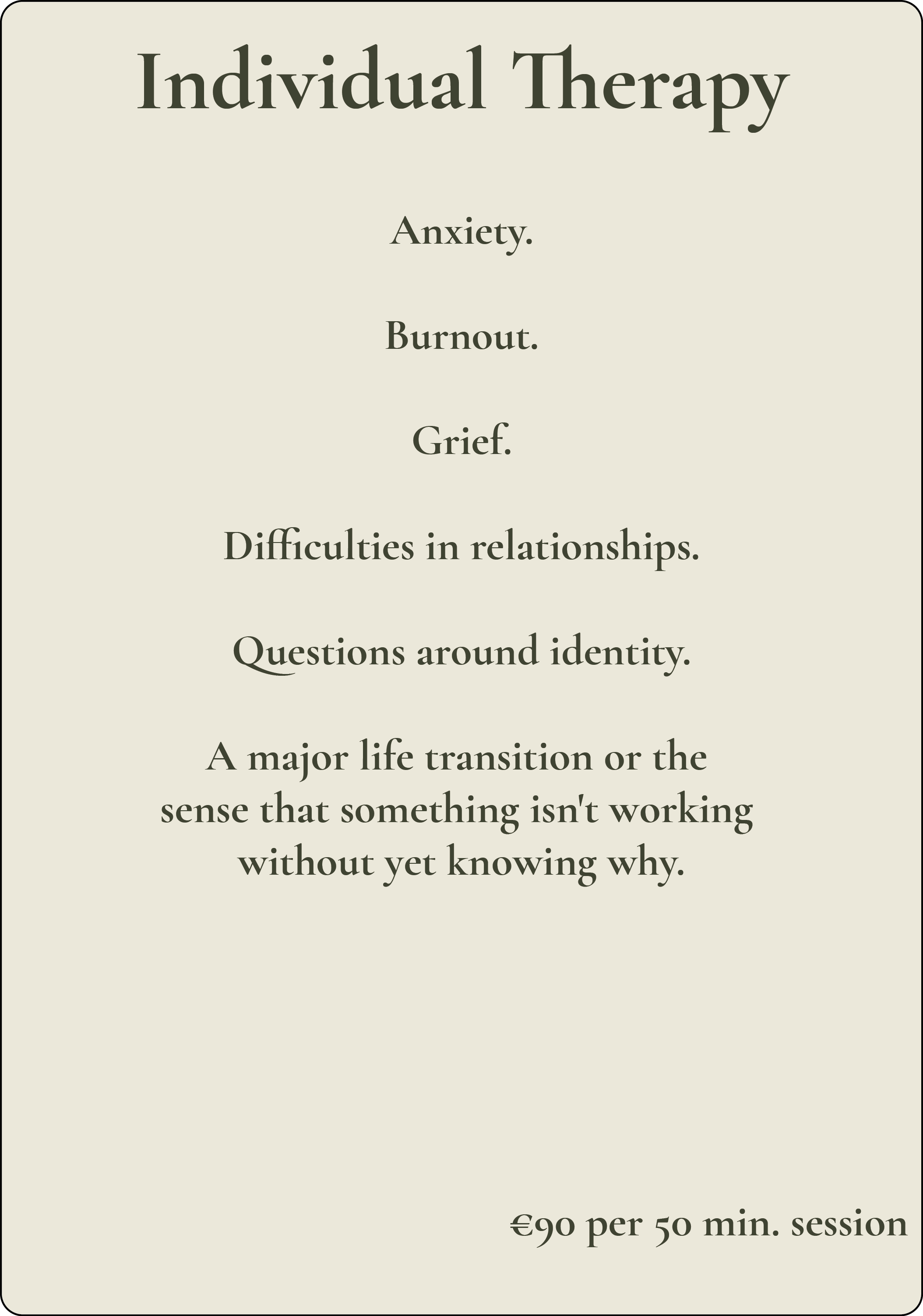 Individual therapy at Shoreline Counselling & Psychotherapy