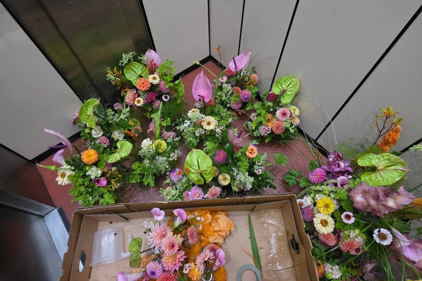 Life lately. 

1. Botanical lift of dreams.
2. Seasonal brights for A &amp; J.
3. Calla on point. 
4. Gorgie urns for @floral.lab.co.uk.
5. Equally gorg bridal.
6. Last minute pew ends. 
7. Teacher thank you jars. How does my baby boy start school ne