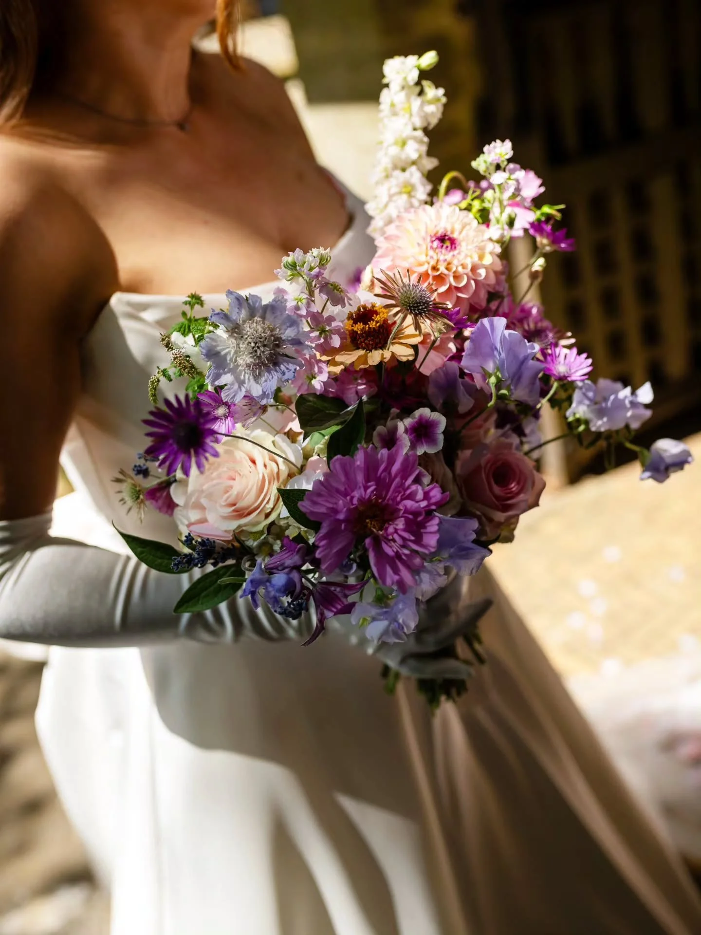 For the bride who dreams of something romantic, seasonal &amp; a little wild. 

July blooms in soft pink and purple pastels for A &amp; J. 

Photographer @lucybowen.photography 
Florist @chosenviewfloristry 
Venue @thenewchapel