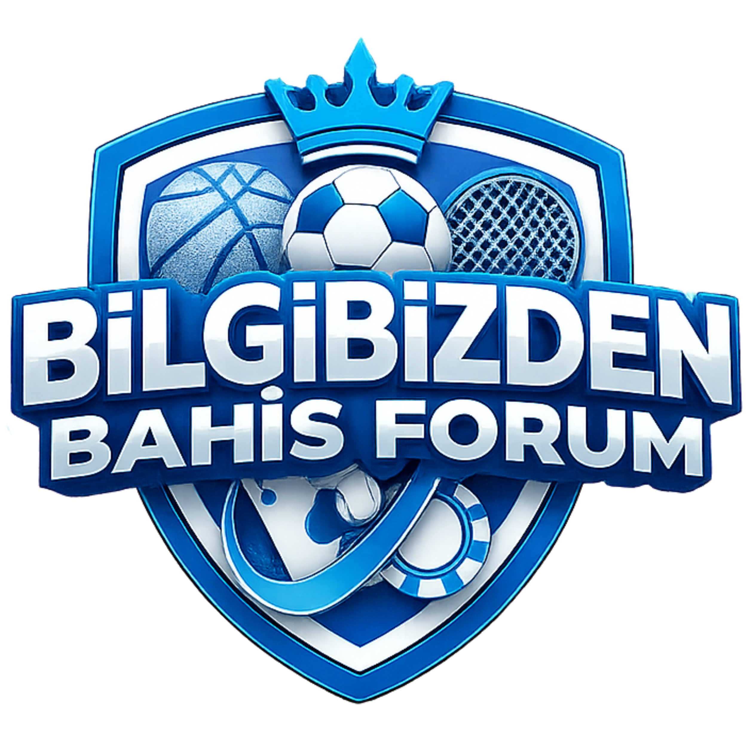 Büyük ve mavi renkli bir logo, ortasında top ve yıldız bulunan bir tasarım ve altında Türkçe yazılar yer alıyor.
