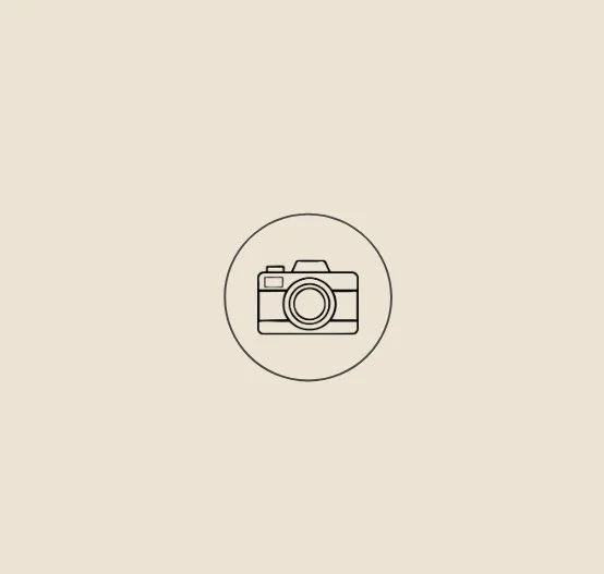 Icon of a camera inside a circle on a beige background.