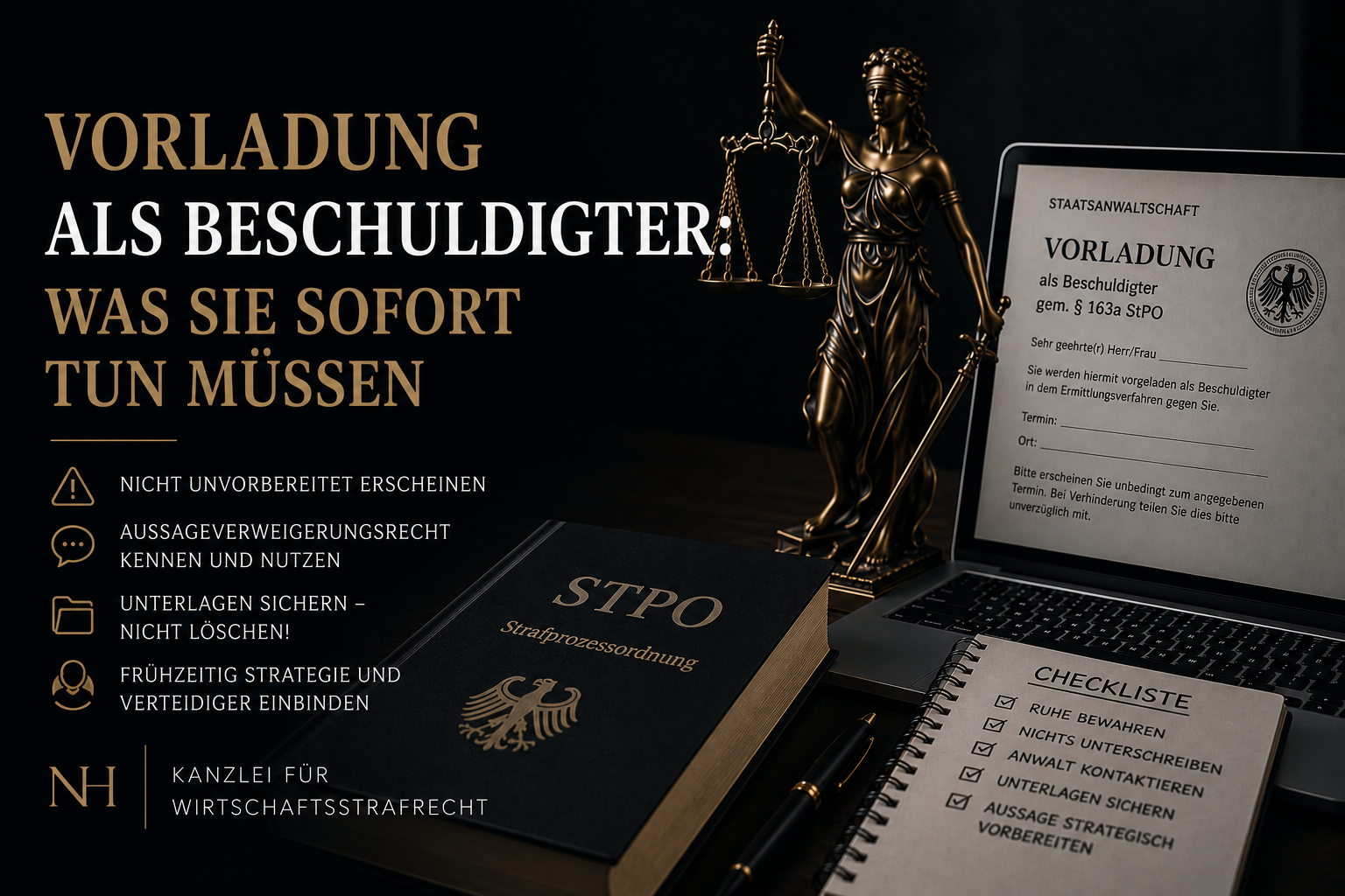 Vorladung als Beschuldigter: Was Sie sofort tun müssen