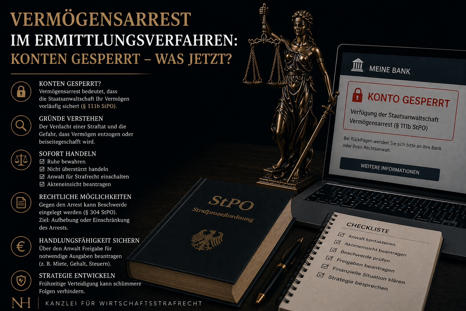 Vermögensarrest im Ermittlungsverfahren: Konten gesperrt – was jetzt?
