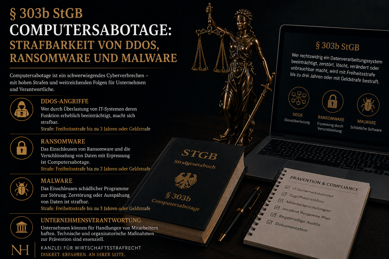 § 303b StGB Computersabotage: Strafbarkeit von DDoS, Ransomware und Malware
