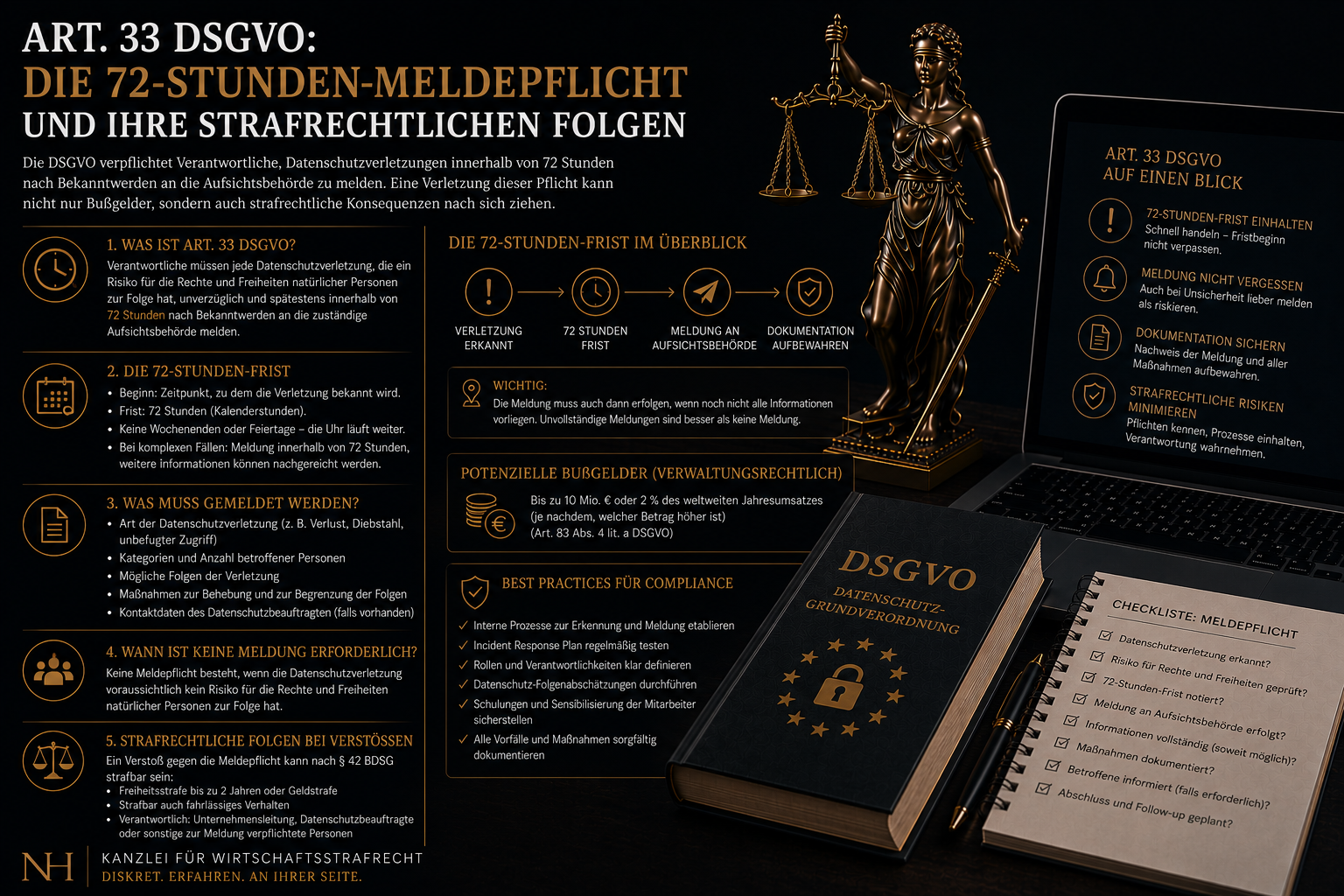 Art. 33 DSGVO: Die 72-Stunden-Meldepflicht und ihre strafrechtlichen Folgen