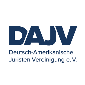 Logo der Deutsch-Amerikanischen Juristen-Vereinigung e. V. (DAJV) in Blau mit dem Text 'DAJV' und darunter 'Deutsch-Amerikanische Juristen-Vereinigung e. V.'.